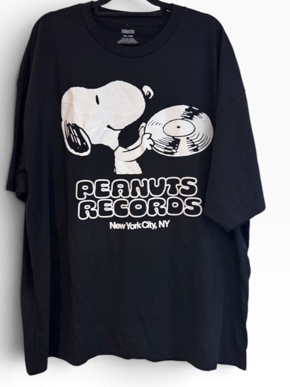 Peanuts Black Snoopy Records Graphic Tee Unisex Size 3XL